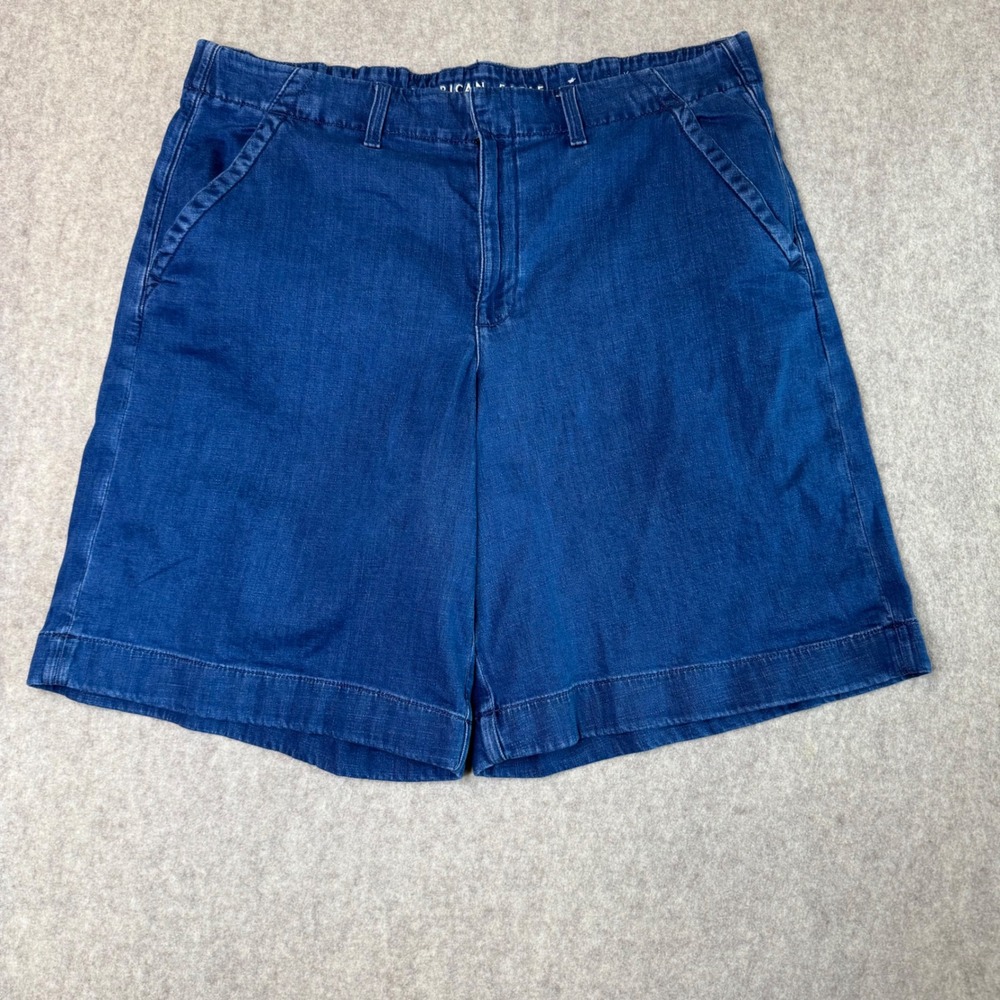 American Eagle Trouser Denim Shorts Womens 18 Dark Wash 12" Inseam Preppy